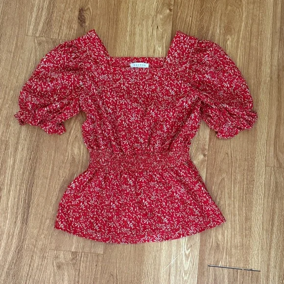 Hayden Red Floral Puff Sleeve Blouse - Picture 1 of 6